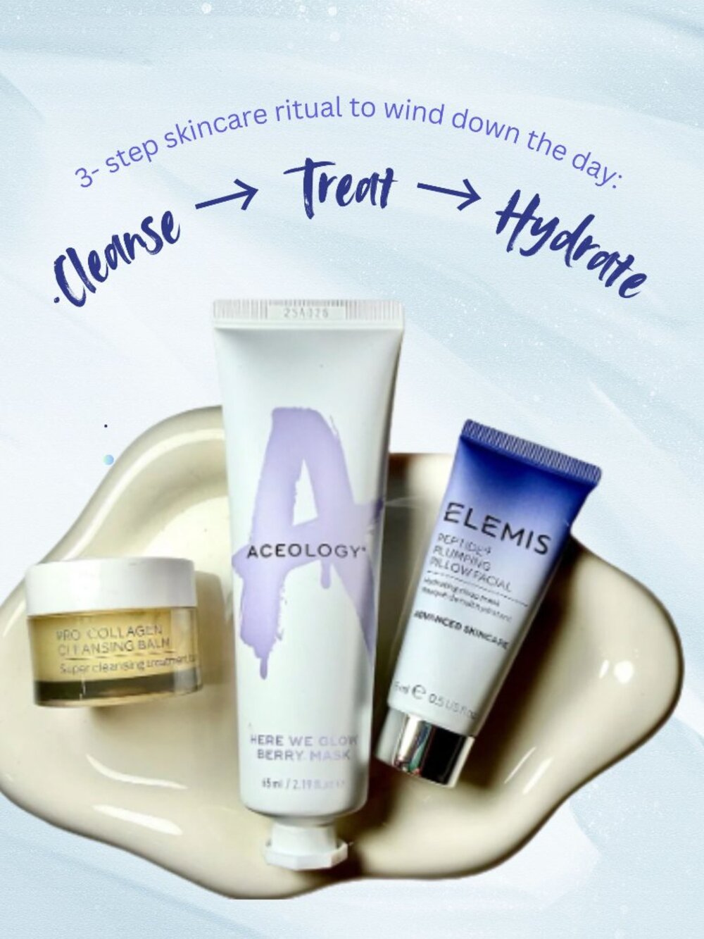 Elemis + Aceology 3-Step Spa Set Cleansing Balm Berry Mask Pillow Facial NIB